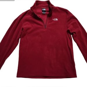 The North Face Mens size Small 1/4 zip Pullover Fleece Red